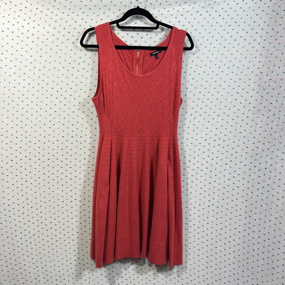 Torrid Terracotta Sleeveless Mixed Stitch Fit & Flare Skater Sweater Dress